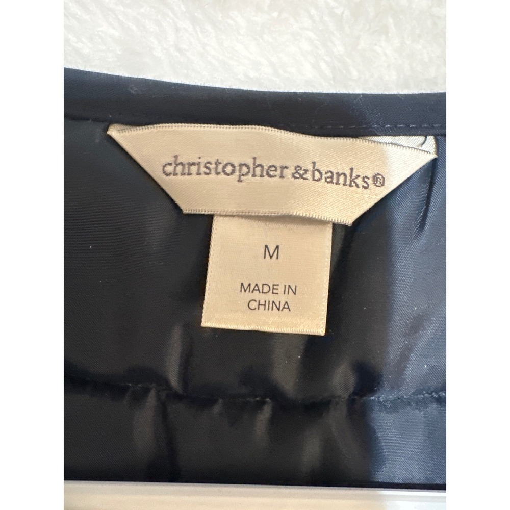 Christopher & Banks Womens Puffer Vest Quilted Blue Full Zip Pockets Size M - Picture 4 of 6